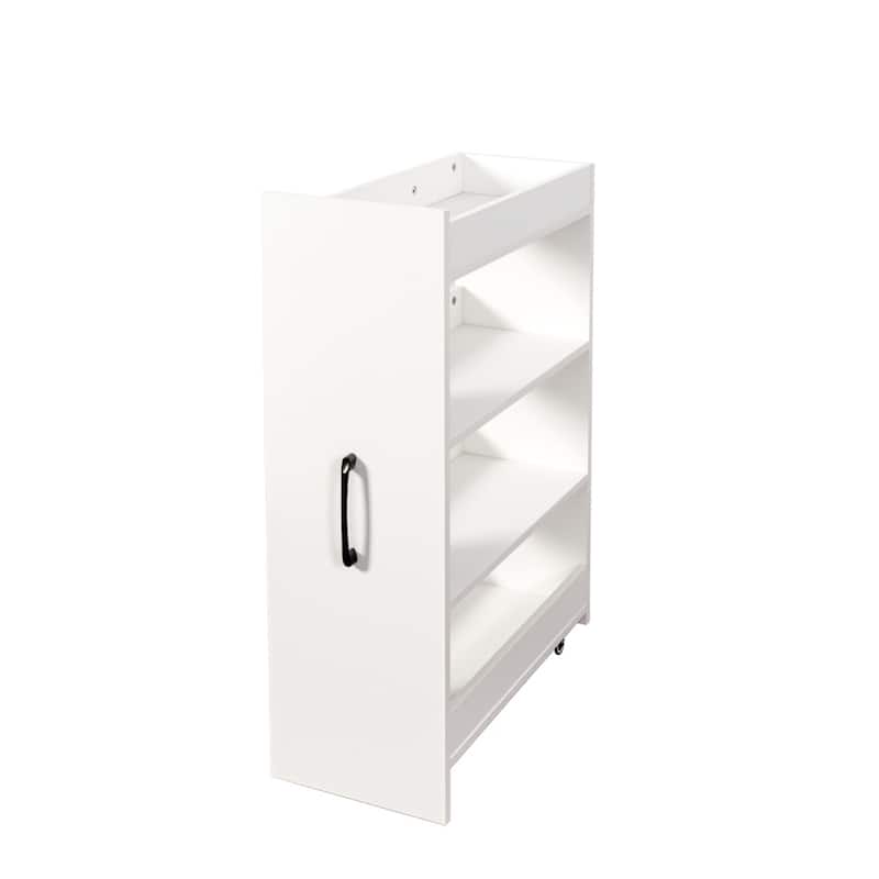 Modern Wooden Bookshelf Display Storage Cabinet with Multi-tier Shelves and 2 Glass Doors