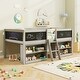 preview thumbnail 11 of 18, Kids Twin Size Low Loft Bed with Chalkboard 2 Step Ramp Ladder and 2 Tier Bookcase