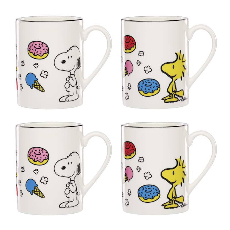 Lenox Chef Snoopy Dinnerware Dessert Set, Service for 4 - Set of 4 Mugs - 4 Piece