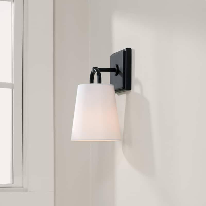 Brody 1-light Wall Sconce w/ White Fabric Shade