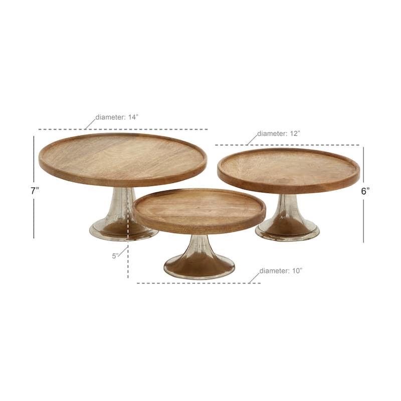 Modern Wood Natural Cake Stand (Set of 3)
