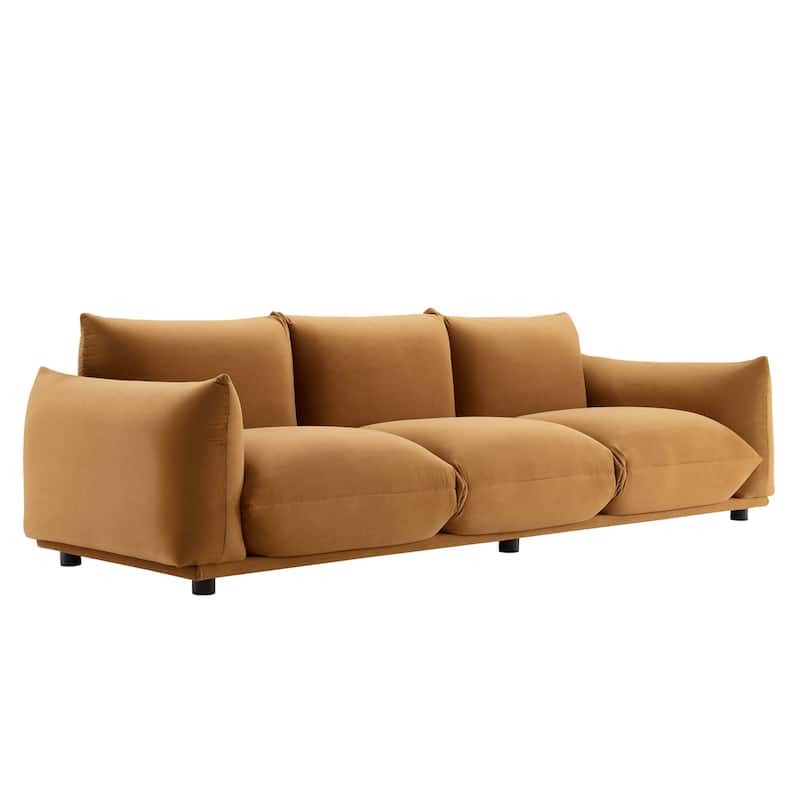 Copious Performance Velvet Sofa - Cognac