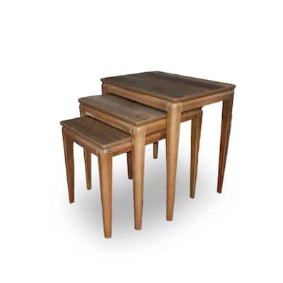 Nihat Wooden Nesting Table, Wooden Top - 18" x 24" x 18"