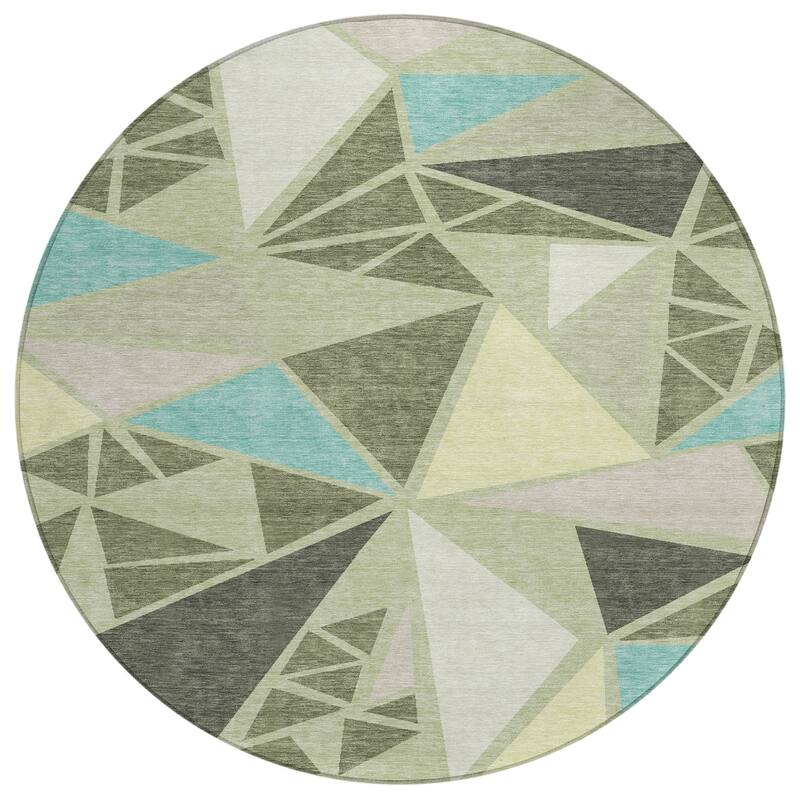 Machine Washable Indoor/ Outdoor Abstract Mosaic Chantille Rug