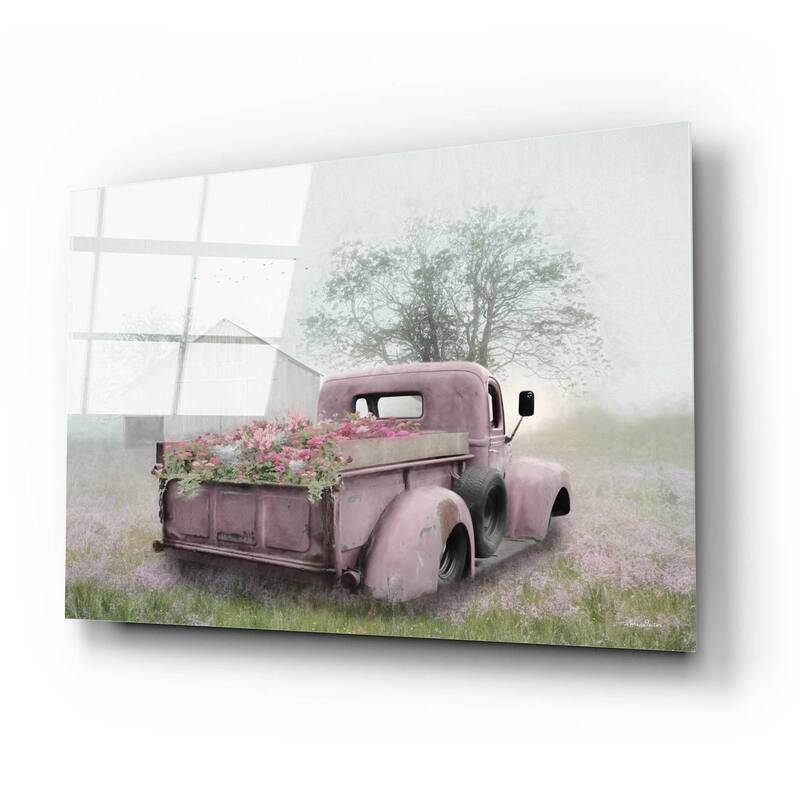 Epic Art 'Pink Flower Truck' by Lori Deiter Acrylic Glass Wall Art