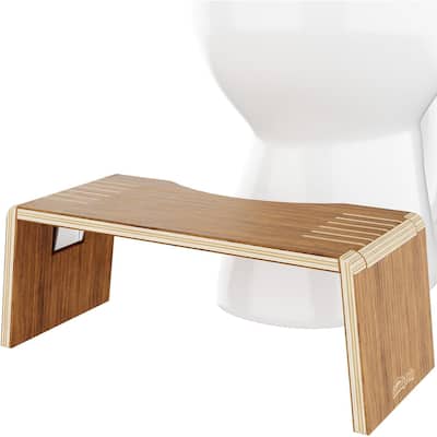 Squatty Potty Oslo Teak Folding Toilet Stool, Compact Stylish and Space-Saving Design for Better Bathroom Posture