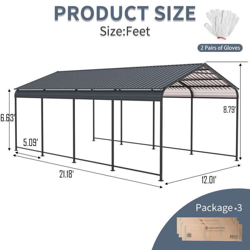Heavy-Duty Galvanized Steel Carport‌ – Industrial-Grade Metal Shelter for Cars & Trucks with Corrosion-Resistant Frame