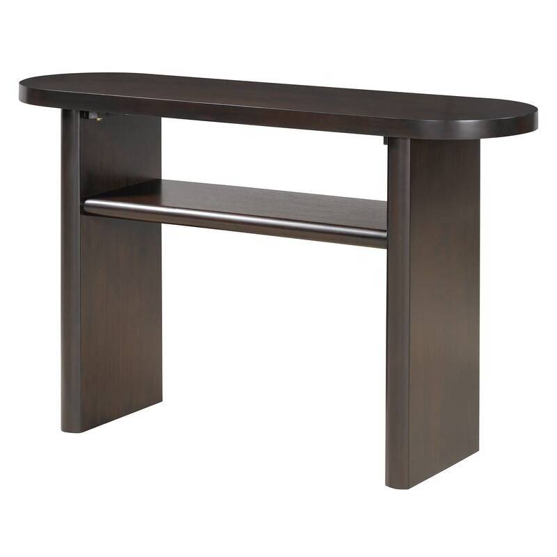 Minimalist Console Table with Rounded Edges and Open Storage Shelf