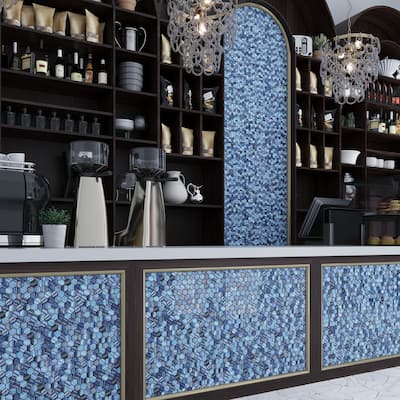 Apollo tile 11" x 11" Nirvana Glossy Matte Blue Glass Tile (4.43 sq ft/case) - 5 Pack