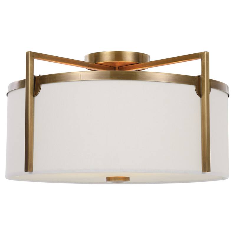Uttermost 22283 Colfax 3 Light 21" Wide Semi-Flush Drum Ceiling - Antique Brass
