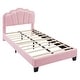 preview thumbnail 14 of 16, Twin Size Upholstered Flower-Shape Bed with LED Light Strip, Sherpa Fabric Platform Bed with Wooden Slats Support, White