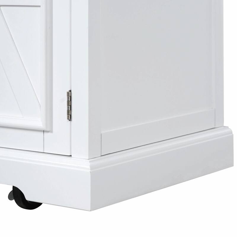 54.9" Kitchen Island with Drop Leaf, Power Outlet, Kitchen Storage Cart