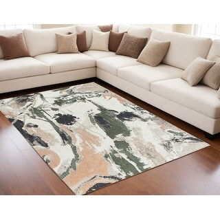 HomeRoots 5' X 7' Gray and Orange Abstract Non Skid Area Rug - 72' X ...