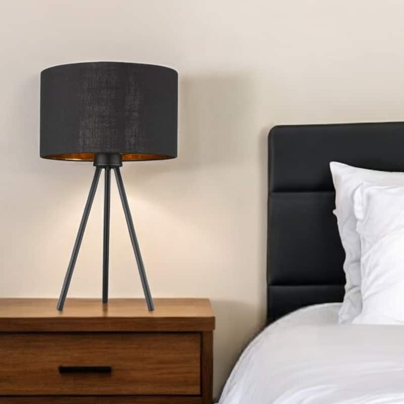 22 Inch Metal Tripod Table Lamp with Drum Shade for Living Room