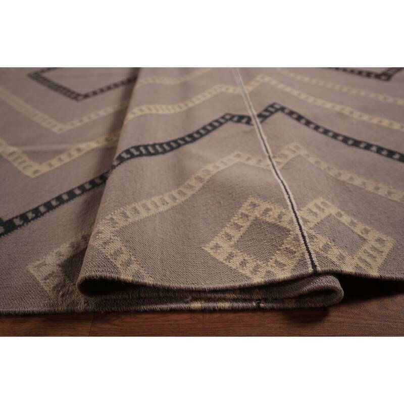 Geometric Kilim Durrie Oriental Large Area Rug Cotton Carpet - 10'7" x 19'4"