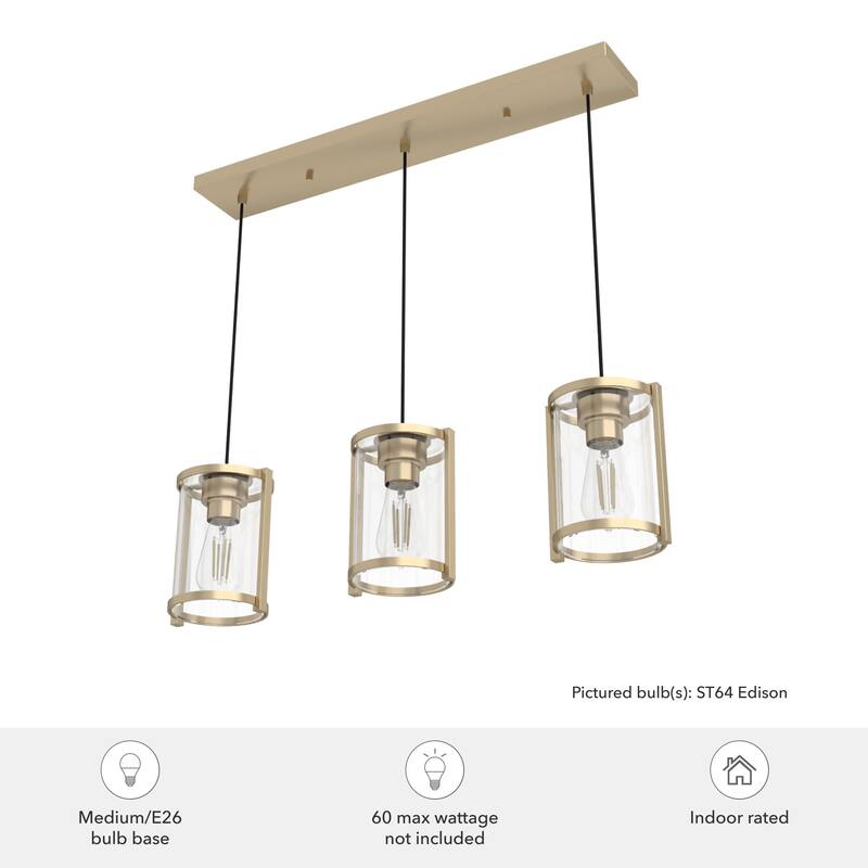 Hunter Astwood 3-Light Linear Cluster, Kitchen Island, Dining Room - Transitional, Contemporary, Modern Farmhouse
