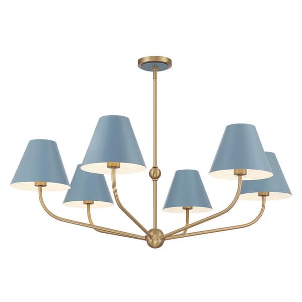 slide 2 of 11, Crystorama Lighting Group XAV-B9316 Xavier 6 Light 40" Wide Chandelier Vibrant Gold / Blue