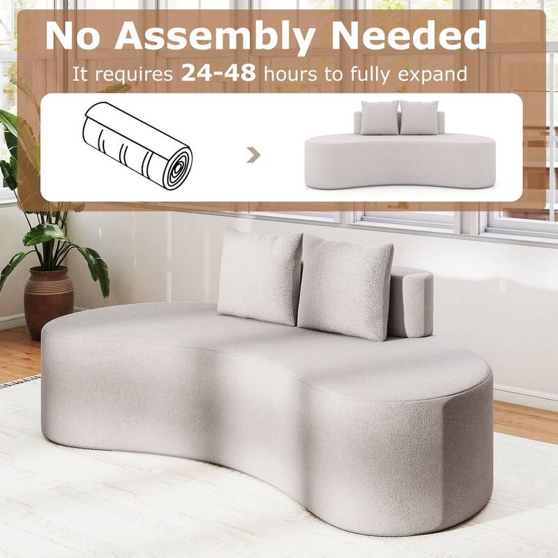 Costway 78.5" Sofa Couch Upholstered Curved Sofa with 2 Cozy Pillows - See Details