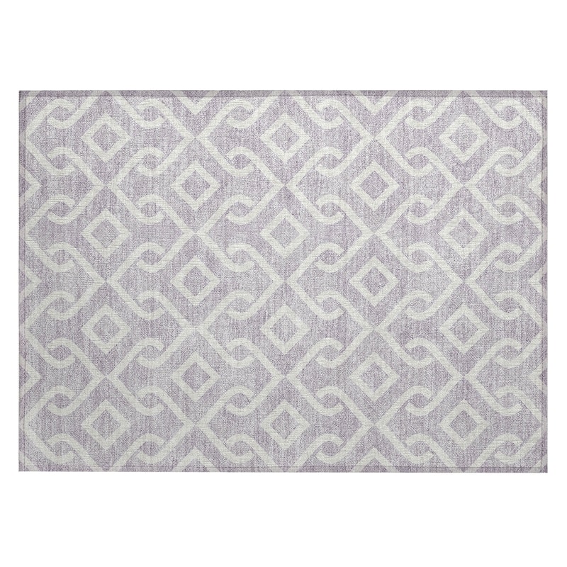 Machine Washable Indoor/ Outdoor Chantille Scroll Trellis Rug