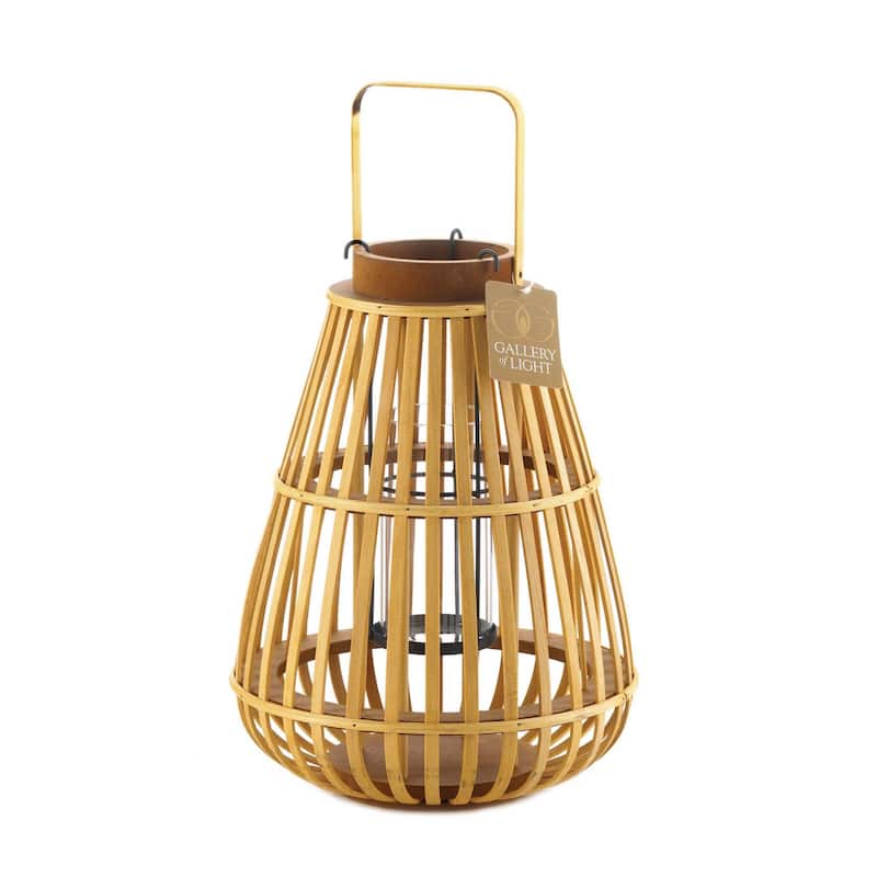 Slatted Candle Lantern with Handle - 28" - Brown