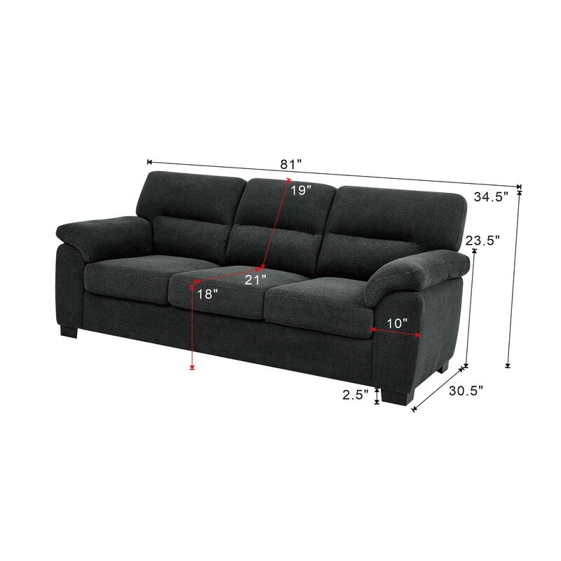 3-Seater Sofa, Modern Living Room Furniture, Textured Fabric Sofa,Minimalist Settee, Comfortable Armchair,Sturdy Frame Sofa