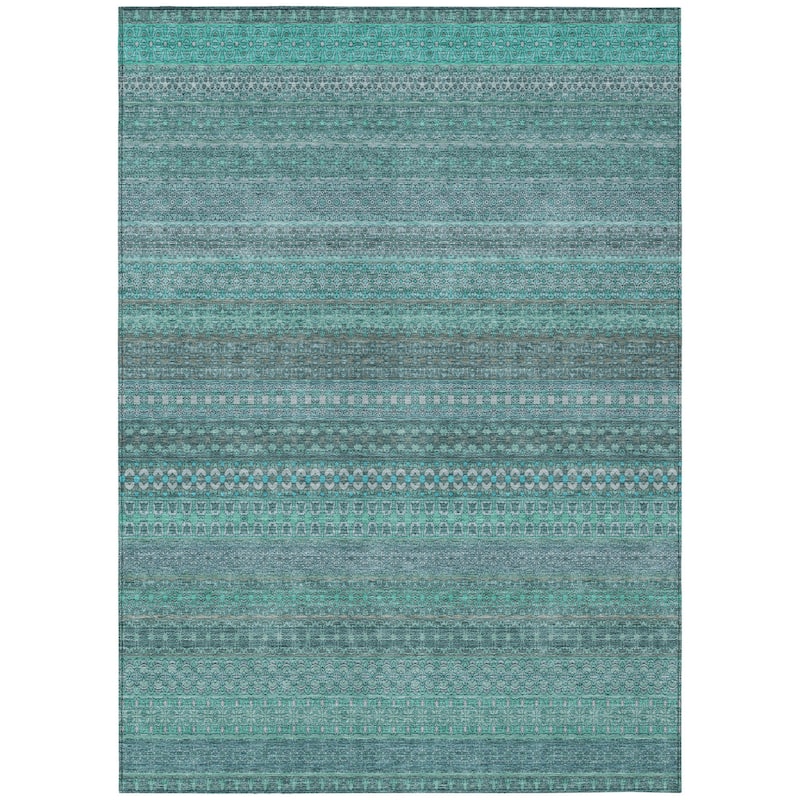 Almove Stripe Weather Resistant Blended Style Outdoor Rug