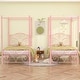 preview thumbnail 14 of 24, VECELO Kids Bed Metal Canopy Bed Frame Set of 2 Twin Size with Headboard, 4 Posters Platform Mattress Foundation Pink
