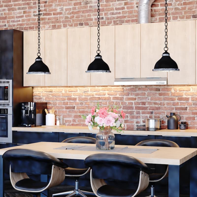 Sheffield 1L Dark Bronze and Gray Farmhouse Dome Pendant Light