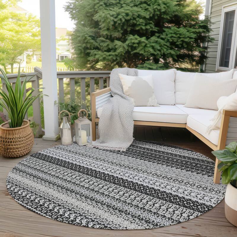 Machine Washable Indoor/ Outdoor Chantille Moroccan Stripes Rug