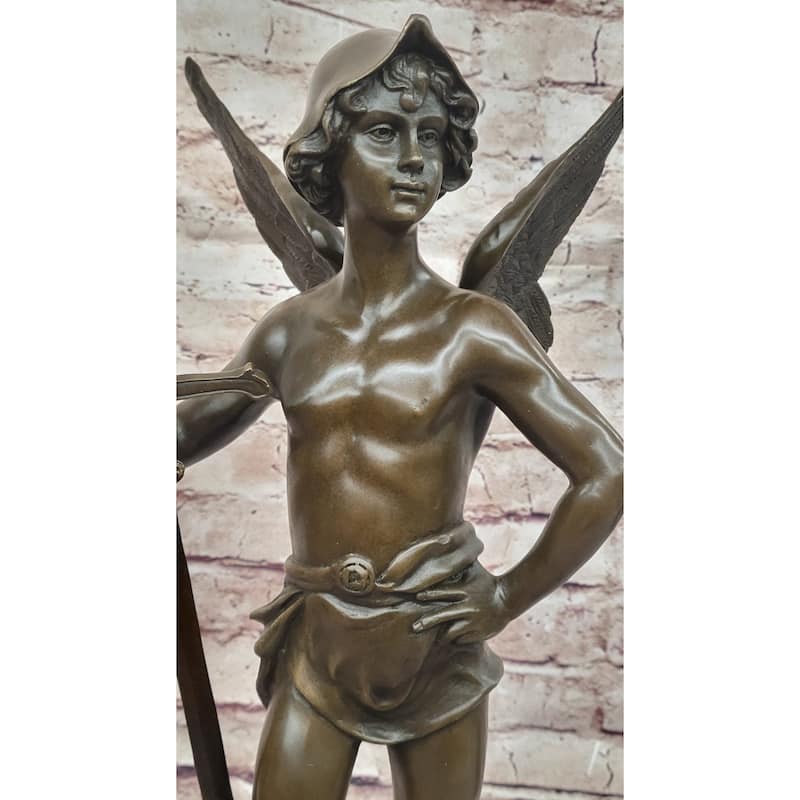 Young Saint Michael Archangel W/ Sword Bronze Statue Sculpture Figure 21 Inches X 11 Inches