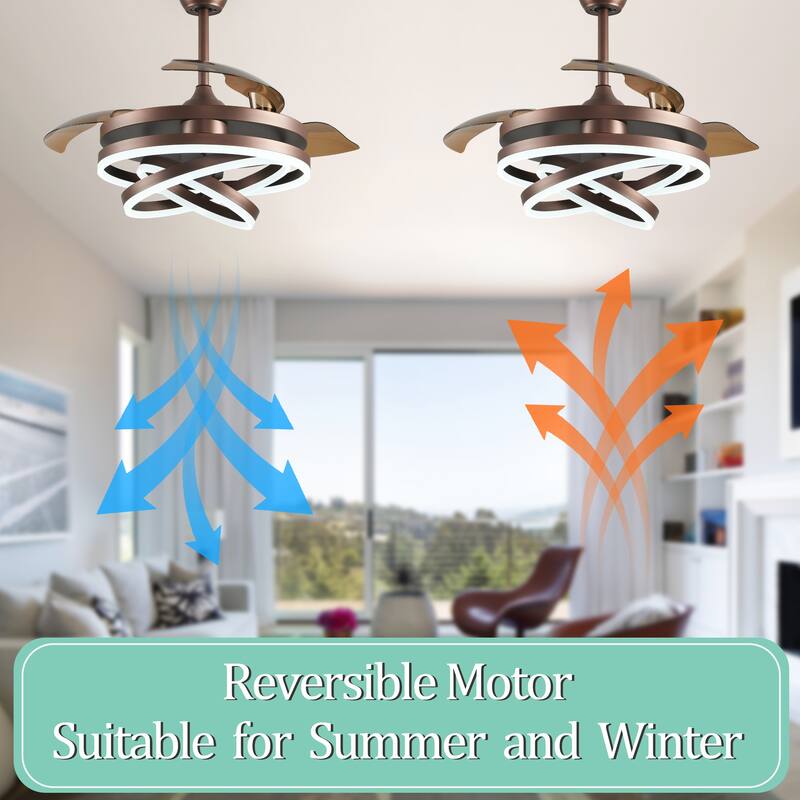Oaks Aura 42in. LED DIY Shape Modern Ring Ceiling Fan With Lights, 6-Speed Latest DC Motor Remote Control Rose Ceiling Fan