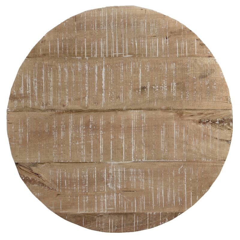 Traditional Mango Wood Round Coffee Table - 33" - Distressed Brown