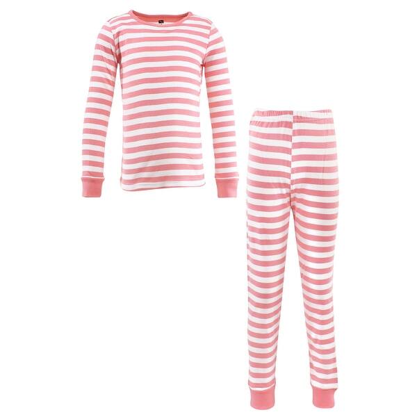 slide 1 of 1, Hudson Baby Toddler Girl Cotton Pajama Set, Coral Stripe 2T