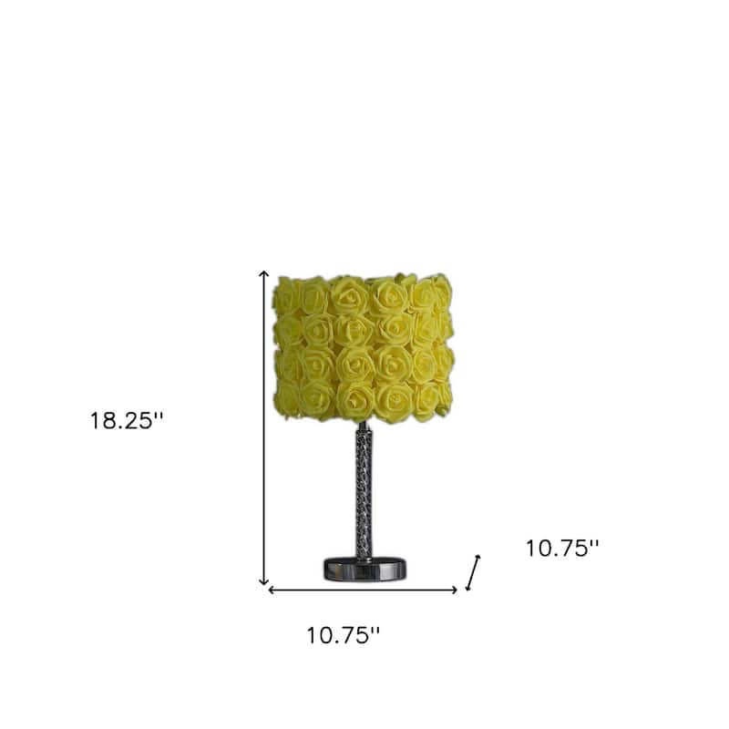18 Inch Acrylic and Metal Table Lamp with Drum Shade for Home Decor