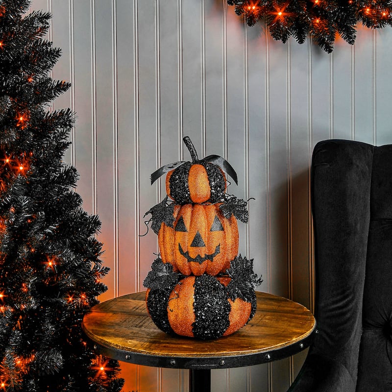 16" Glitter Pumpkin Stack