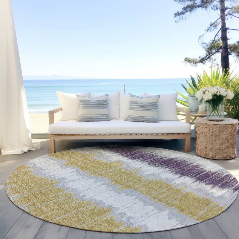 Machine Washable Indoor/ Outdoor Chantille Contemporary Ombre Rug - Silver - 8' x 8'