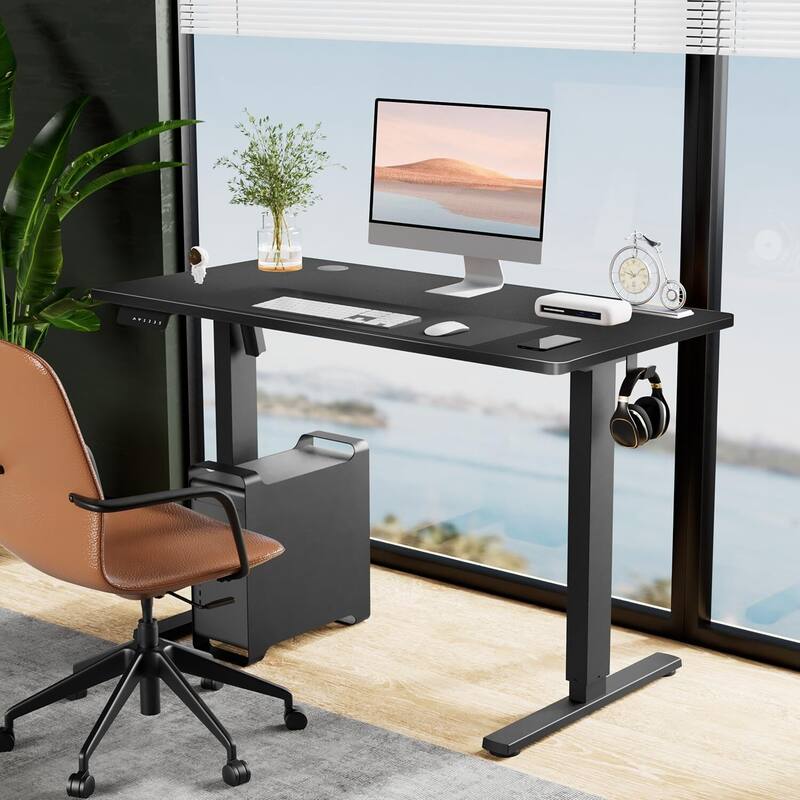 48 x 24 in. Electric Adjustable Height Rising Standing Desk with Splice Board, 2 Hook and Wire Hole