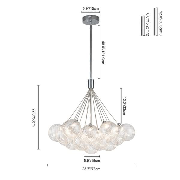 Contemporary Dimmable LED Cluster Glass Globe Chandelier - Chrome