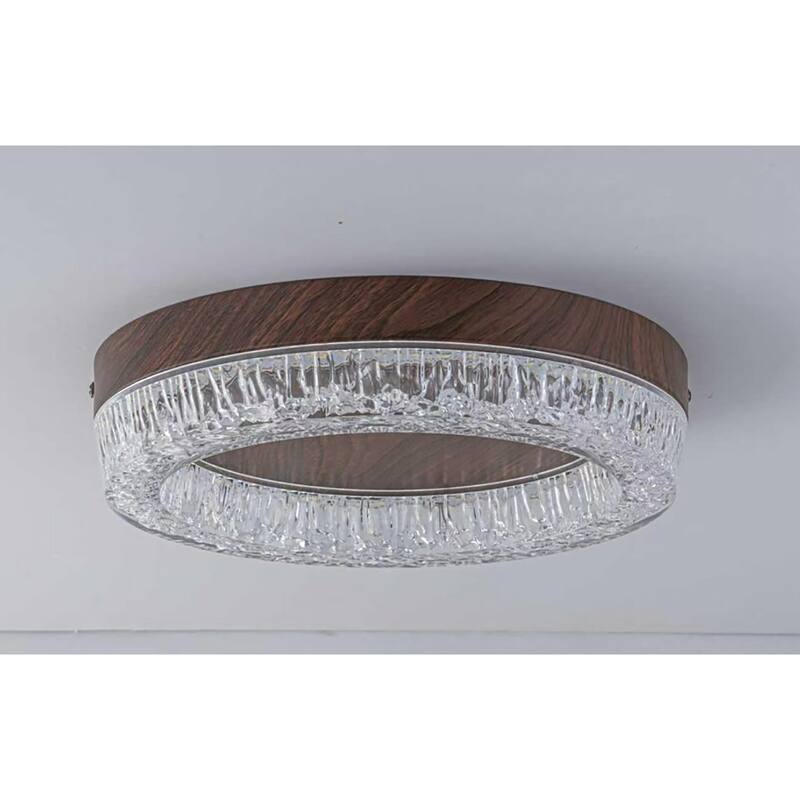 1-Light Farmhouse Integrated LED Flush Mount Ceiling Light - Walnut