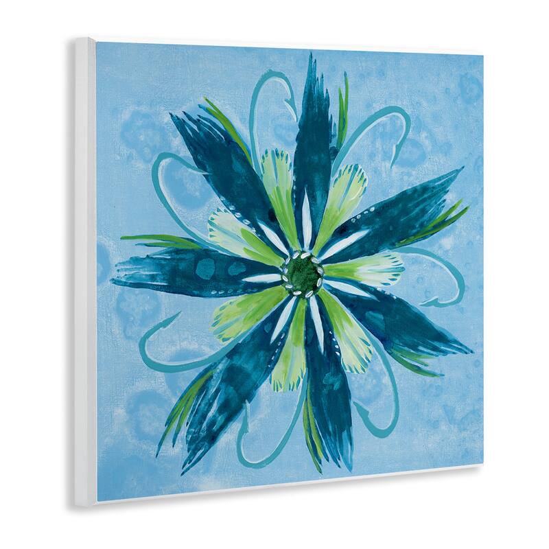 Stupell Blue & Green Abstract Flower Wall Plaque Art Design By Liz Jardine