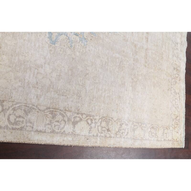 Muted Distressed Kerman Persian Area Rug Wool Hand-knotted Carpet - 6'3" x 9'11"