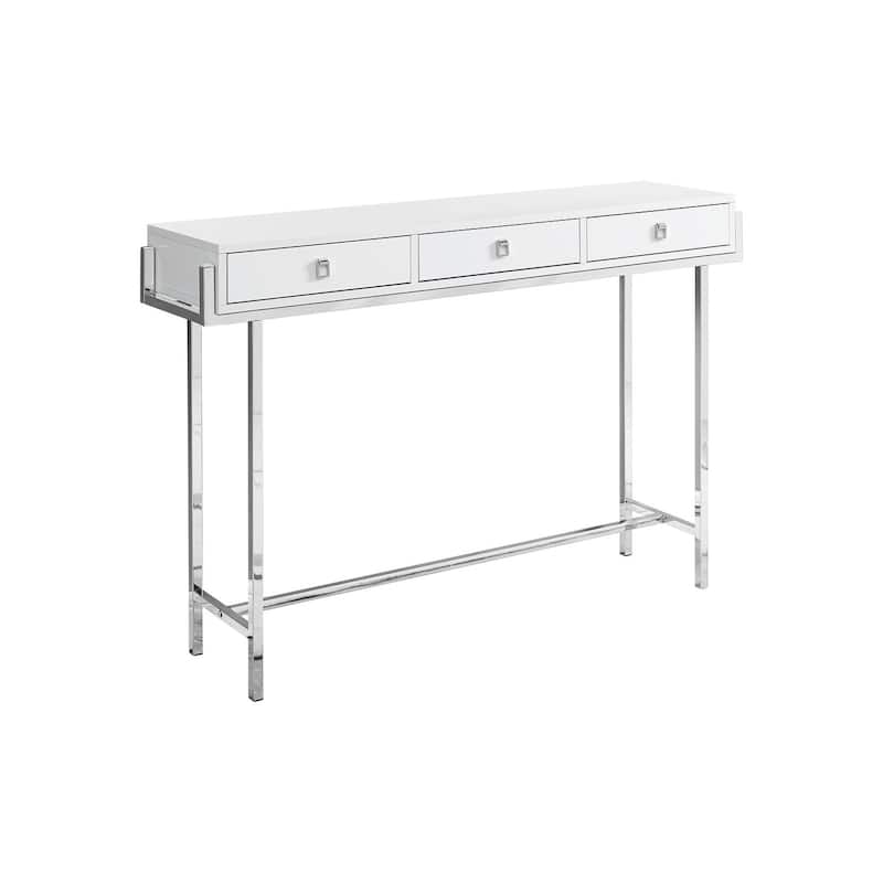 HomeRoots 48" Taupe and Silver Console Table And Drawers - 48.00 in. x 31.75 in. x 12.00 in.