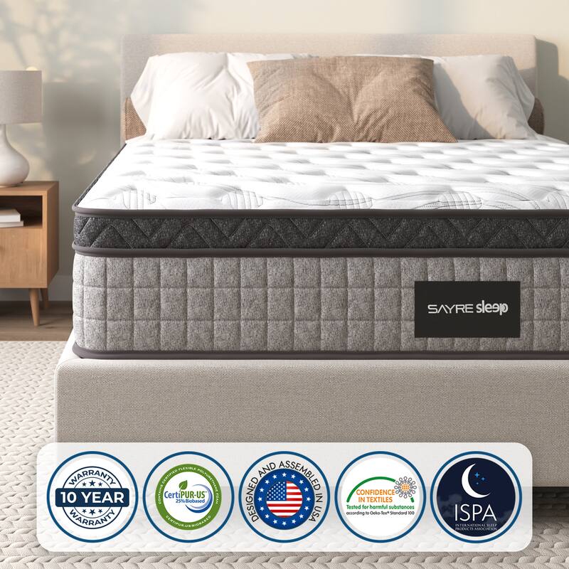 Assembled in USA - 10" Diamond Hybrid Mattress Pocket Coil and Cool Gel Memory Foam