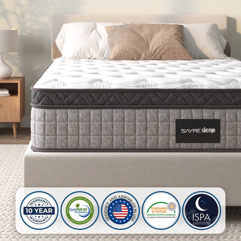 Assembled in USA - 12" Diamond Hybrid Mattress Pocket Coil and Cool Gel Memory Foam