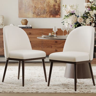 Upholstered Fabric Dining Chairs with Curved Backrest