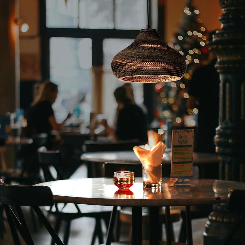 Matte Black Modern Nordic Style 1-Light Pendant Light with Natural Brown Origami Paper Shade