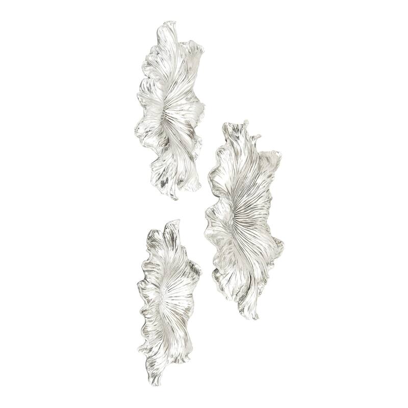 Polystone Floral 3D Home Wall Decor - Set of 3 Gold or Silver Roche River Decor