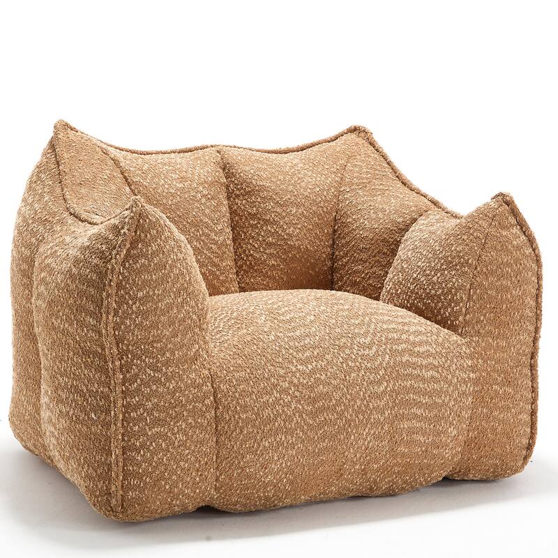 Chenille Square Lounge Chair with Armrests and High Resilience Foam Seat
