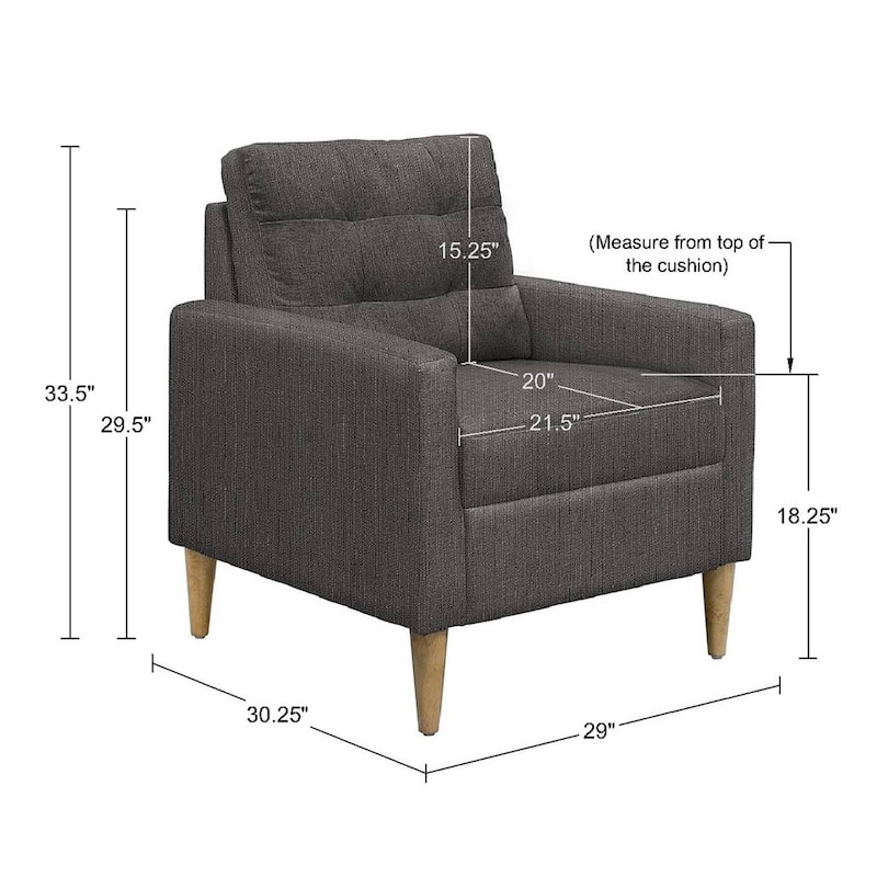 Upholstered Accent Chair with Tufted Back and Solid Wood Legs
