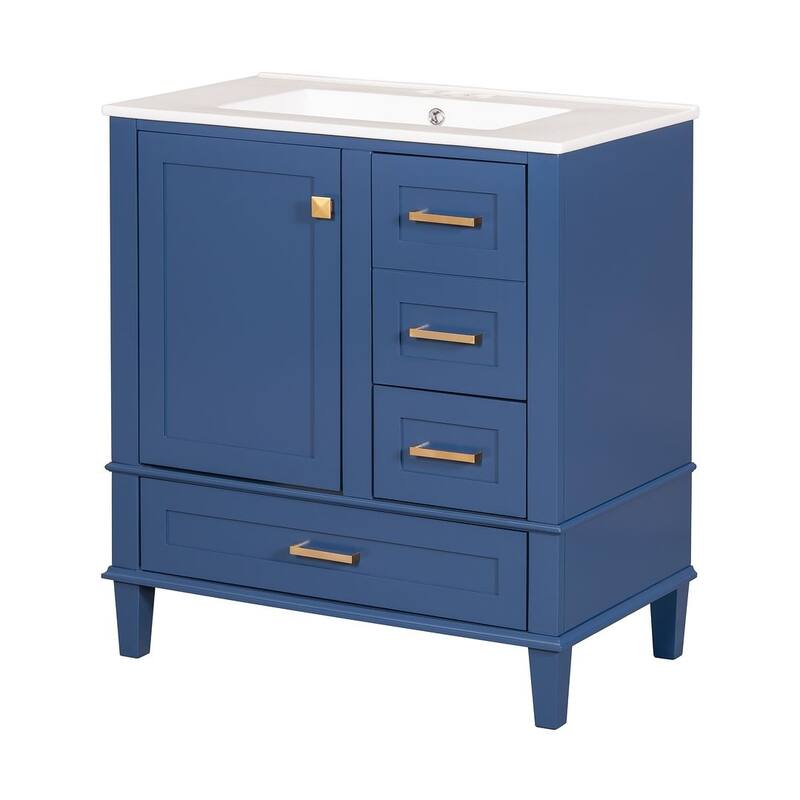 30" Bathroom Vanity With Sink, Solid Wood Bathroom Storage Cabinet